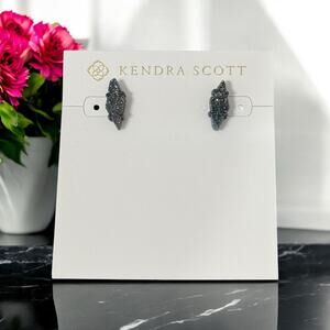NWT! Kendra Scott Brook Gunmetal Stud Earrings in Multi Drusy